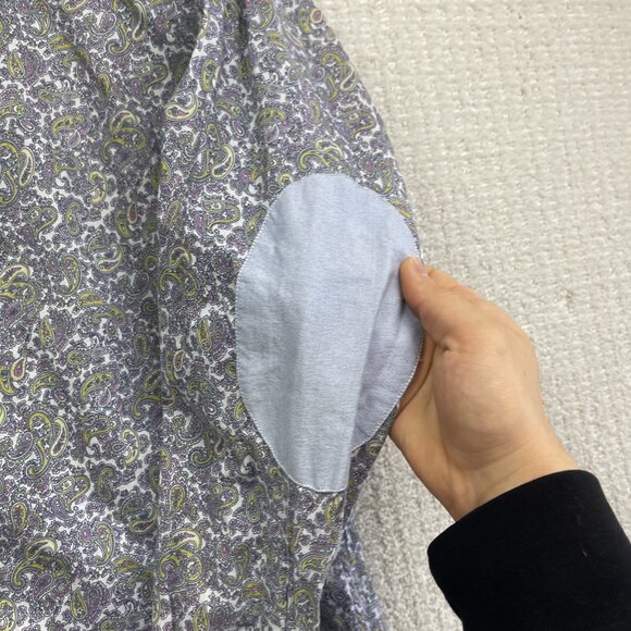 Koike Barcelona Men M Psychedelic Paisley AOP Button Down Shirt Elbow Patch - Picture 13 of 16